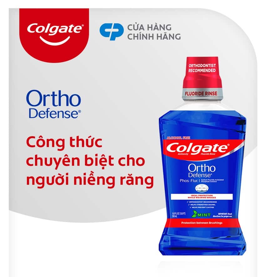 Nước súc miệng Colgate Ortho Defense Phos-Flur cho người niềng răng